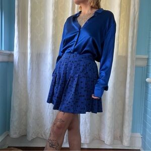 natty royal jewel tone blue pleated mini skirt vintage 80s “size 12”